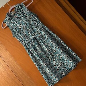 LOFT Teal and White Floral Midi Dress